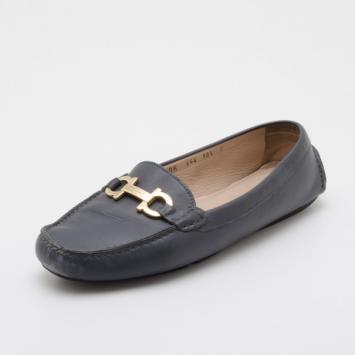 Salvatore Ferragamo Navy Soft Leather Loafers Size 41