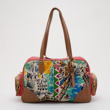 Prada Multicolor Venezia Printed Canvas Satchel