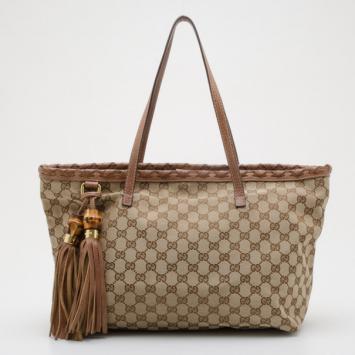 Gucci Brown GG Tassel Tote