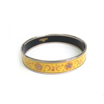 Hermes Cloisonné Star & Moon Metal Yellow Bangle