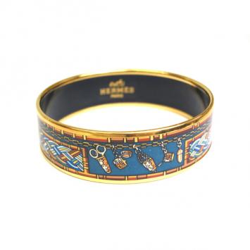 Hermes Cloisonné Metal Blue Bangle 