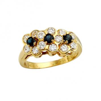 Van Cleef & Arpels 1.23 CTW Sapphire 18K Gold Ring Size 56