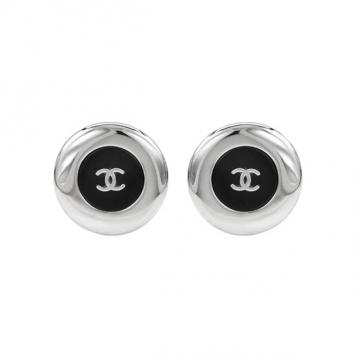 Chanel Silver and Black Cocktail Earrings