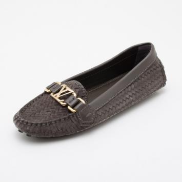 Louis Vuitton Grey Oxford Suede Calf Loafers Size 37