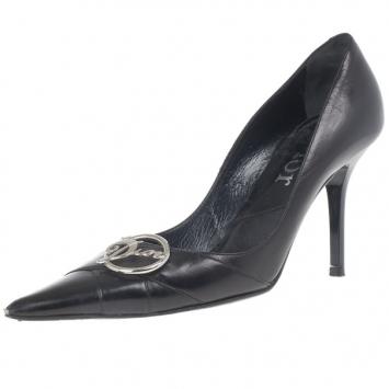 Dior Black Pointed Toe Logo Pumps Size 37