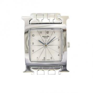 Hermes H Wristwatch SS Silver Ladies 