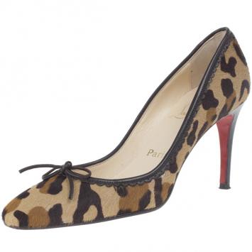 Christian Louboutin Leopard Pony Hair Bow Pumps Size 37.5