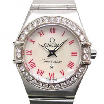 Omega Constellation Mini Diamond Bezel Wristwatch SS Ladies 