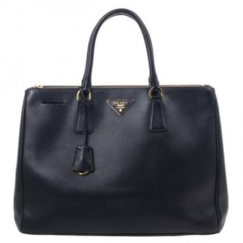Prada Black Saffiano Lux Double Zip Tote