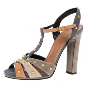 Gucci Brown Suede Jacqueline Studded Sandals Size 41