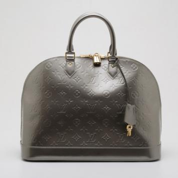 Louis Vuitton Monogram Vernis Grey Givre Alma GM Satchel