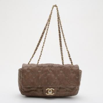  Chanel Small Beige Ultra Stitch Quilted Flap Bag 