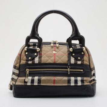 Burberry Quilted House Check Mini Manor Satchel Handbag 
