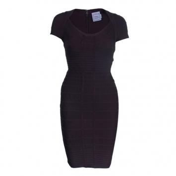 Herve Leger Brown Bailey Bandage Dress XXS