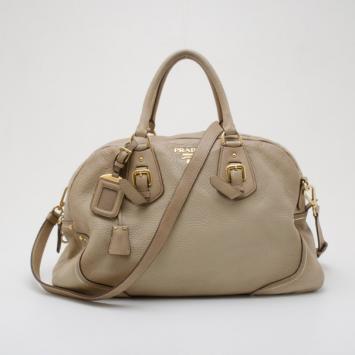 Prada Grey Leather Bowler Satchel