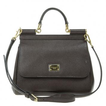 Dolce and Gabbana Brown Leather Medium Miss Sicily Tote