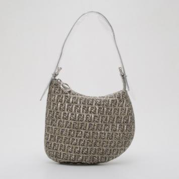 Fendi Ostrik Piccola Silver Beaded Zucchino Hobo