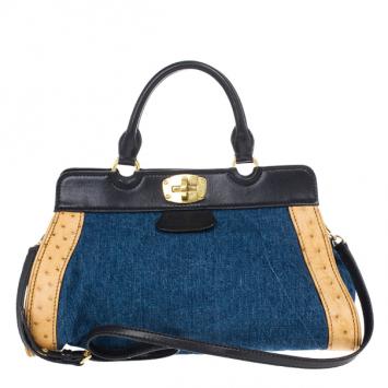 Miu Miu Denim and Leather Satchel