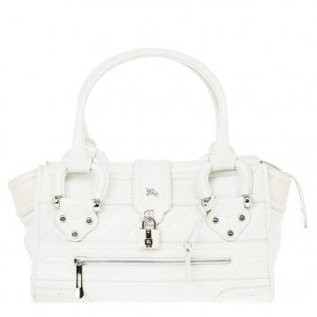 Burberry White Quilted Leather Satchel