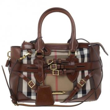 Burberry House Check Canvas and Leather Small Gladstone Tote