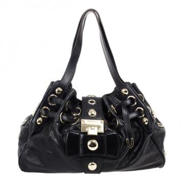 Jimmy Choo Black Leather Riki Shoulder Bag