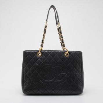 Chanel Black Caviar Grand Shopper Tote GST Bag 