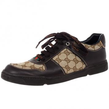 Pre Owned Gucci Guccissima Canvas and Leather Sneakers Size 42.5