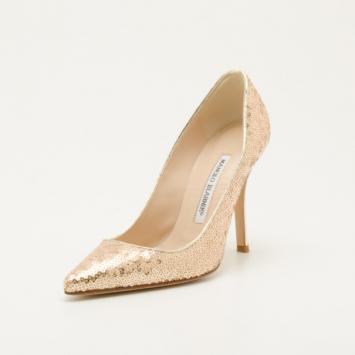 Manolo Blahnik Gold Sequin Pumps Size 35