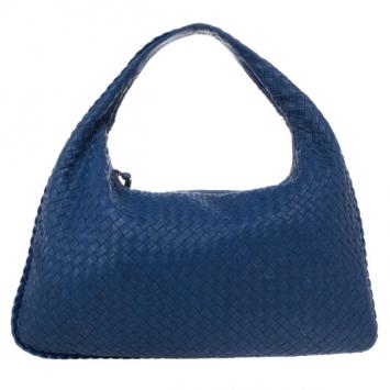 Bottega Veneta Blue Woven Leather Hobo