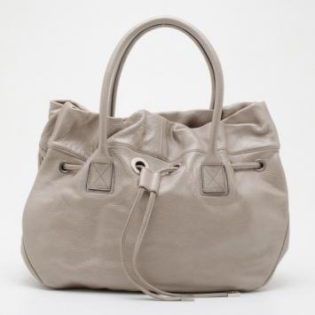 Sonia Rykiel Grey Leather Drawstring Tote 
