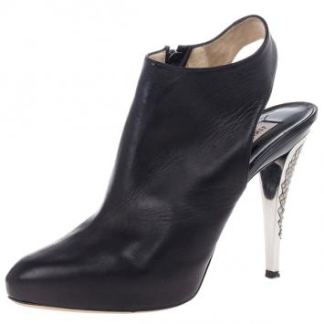 Jimmy Choo Black Leather Slingback Booties Size 39.5