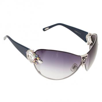 Chopard Black and Blue SCH 806S Embellished Shield Sunglasses