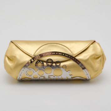 Fendi Gold Embellished Evening Clutch