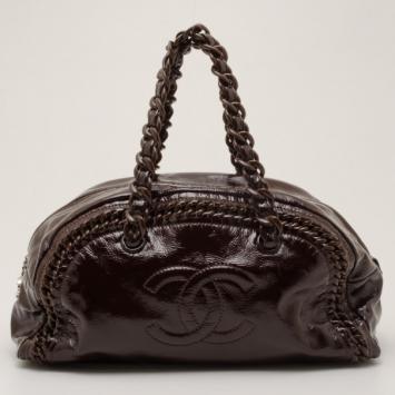 Chanel Patent Burgundy 'Luxe Ligne' Medium Bowler bag