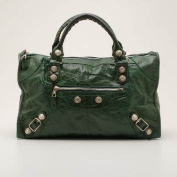 Balenciaga Forest Green Giant Silver Work bag