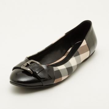 Burberry Nova Check Ballerina Flats with Buckles Size 40