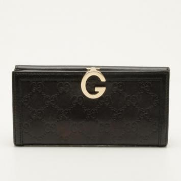 Gucci Black Guccissima Continental 'G' Wallet