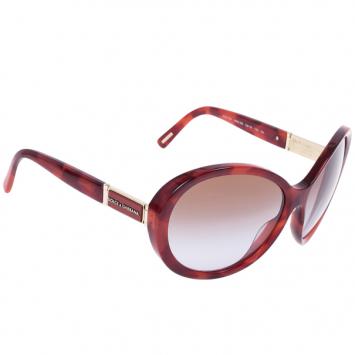 Dolce and Gabbana Maroon Tortoise Frame Oval Sunglasses