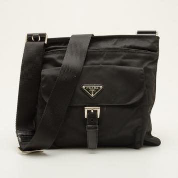 Prada Black Vela Nylon Messenger Bag 