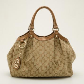 Gucci Monogram Metallic Trim Sukey Hobo