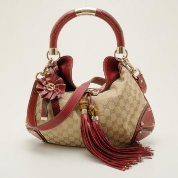 Gucci Monogram Limited Edition Red Python Trim Indy Bag