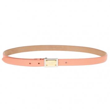 Dolce and Gabbana Pink Leather Plaque Skinny Belt 85 CM