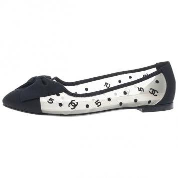 Chanel CC Mesh Bow Ballet Flats Size 38.5