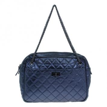 Chanel Metallic Purple Quilted Calfskin Large Reissue Camera Bag
