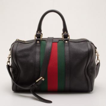 Gucci Black Leather Medium Boston Satchel