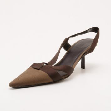 Gucci Brown and Burgundy Kitten Heel Pumps Size 38.5