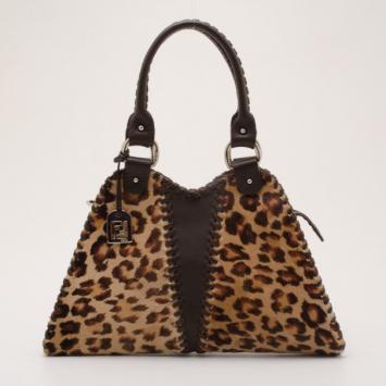 Fendi Pony Hair Leopard 'Devil Trapezio' Satchel
