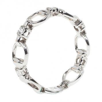 Gucci Horsebit Diamond White Gold Ring Size 54