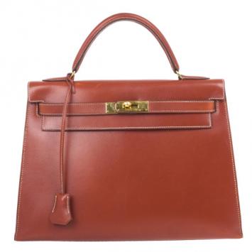 Hermes Fauve Tadelakt Red Leather Kelly 32