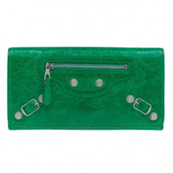 Balenciaga Green Leather Giant Money Wallet